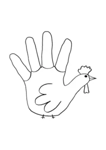 Ausmalbild Hahn mit der Hand