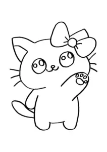 Ausmalbild Katze Kawaii – kostenlose PDF-Vorlage