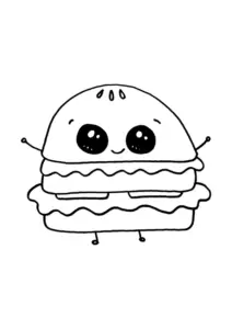 Ausmalbild Kawaii Burger
