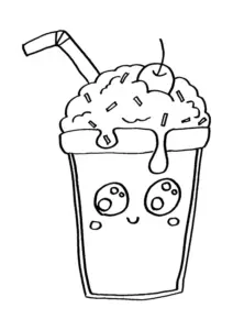 Ausmalbild Kawaii Milchshake