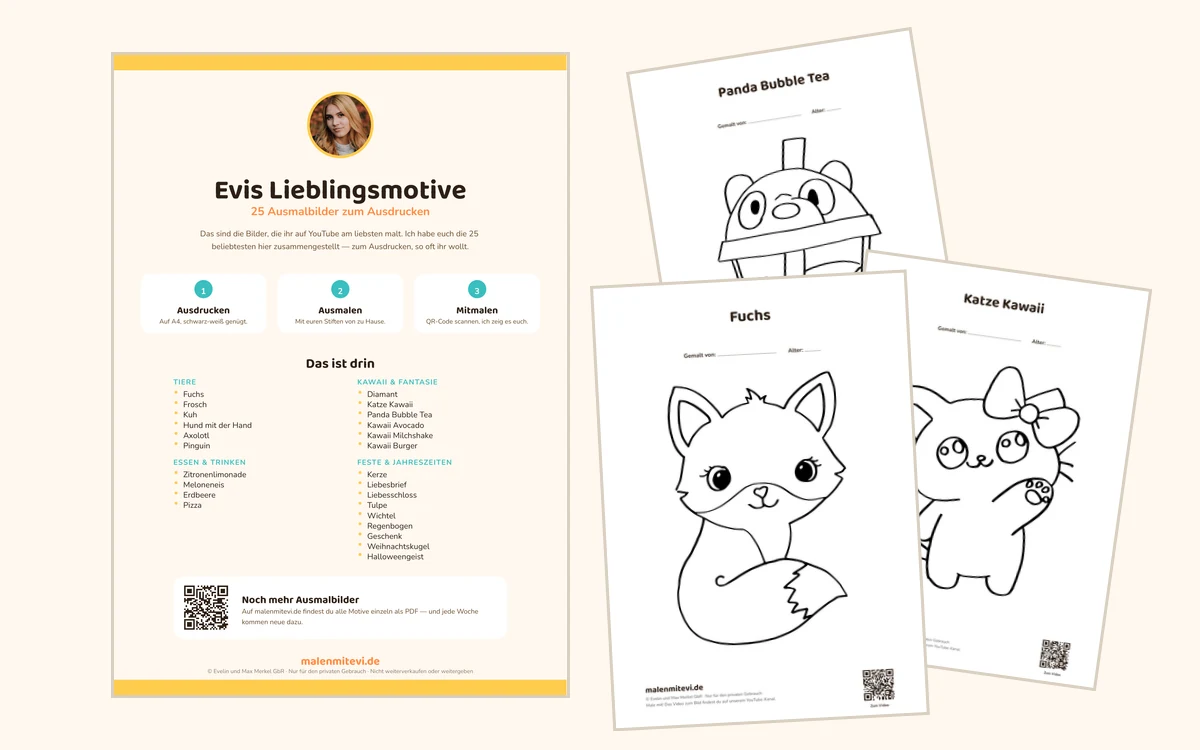 Vorschau: Evis Lieblingsmotive – 25 Ausmalbilder als PDF