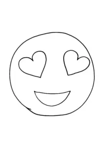 Ausmalbild Verliebt Emoji – kostenlose PDF-Vorlage