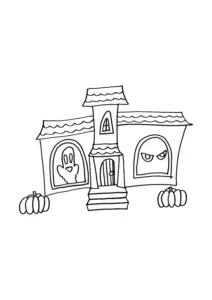 Ausmalbild Gruselhaus – kostenlose PDF-Vorlage