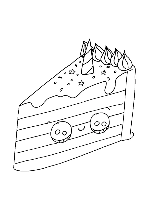 Ausmalbild Kawaii Einhorn-Torte – Vorschau der A4-Vorlage