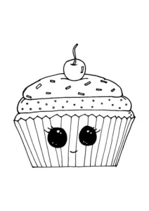 Ausmalbild Kawaii Cupcake