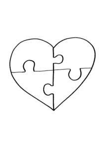 Ausmalbild Puzzleherz – kostenlose PDF-Vorlage