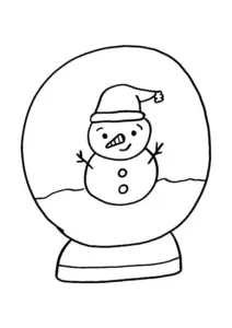 Ausmalbild Schneemann in Schneekugel